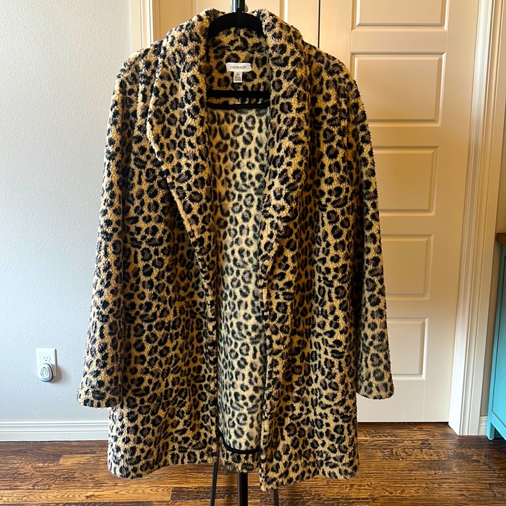 Calvin Klein Animal Print Sherpa Fly-away Jacket